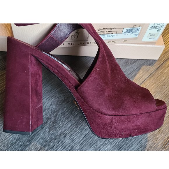 PRADA calzature donna suede shoes ankle strap platform sandal open toe 8.5/39 - Picture 2 of 16